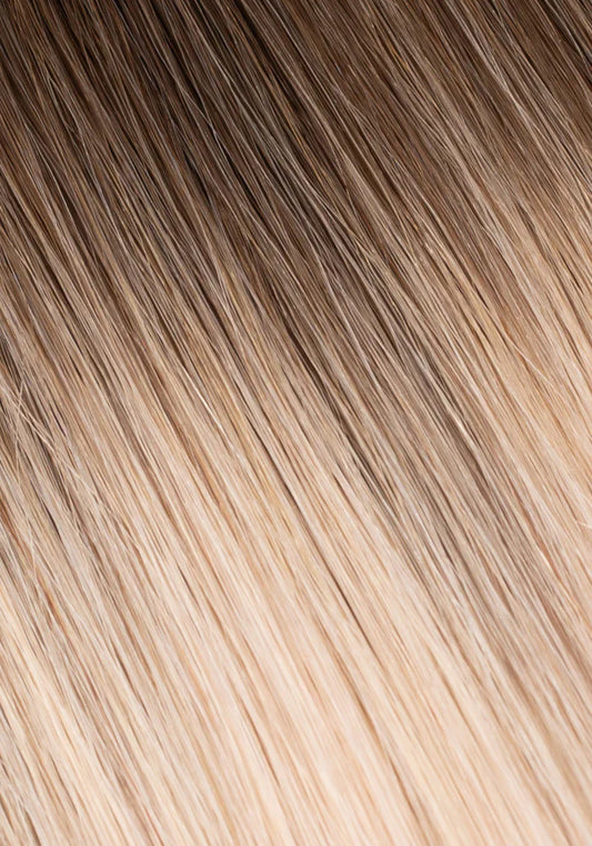 Walnut Brown/Ash Blonde #3/#60 Rooted Straight(Clip in Streaks)